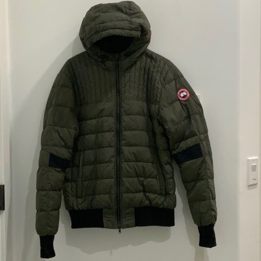 Canada Goose Men’s Down olive green jacket in XL style name: cabri